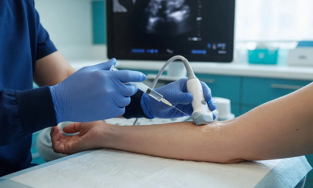 Proloterapia em tendão do cotovelo guiada por ultrassom