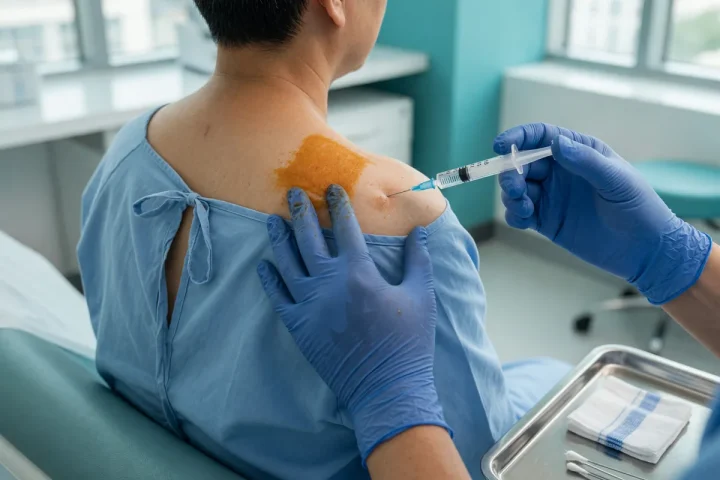 Microaplicações de proloterapia na musculatura do ombro