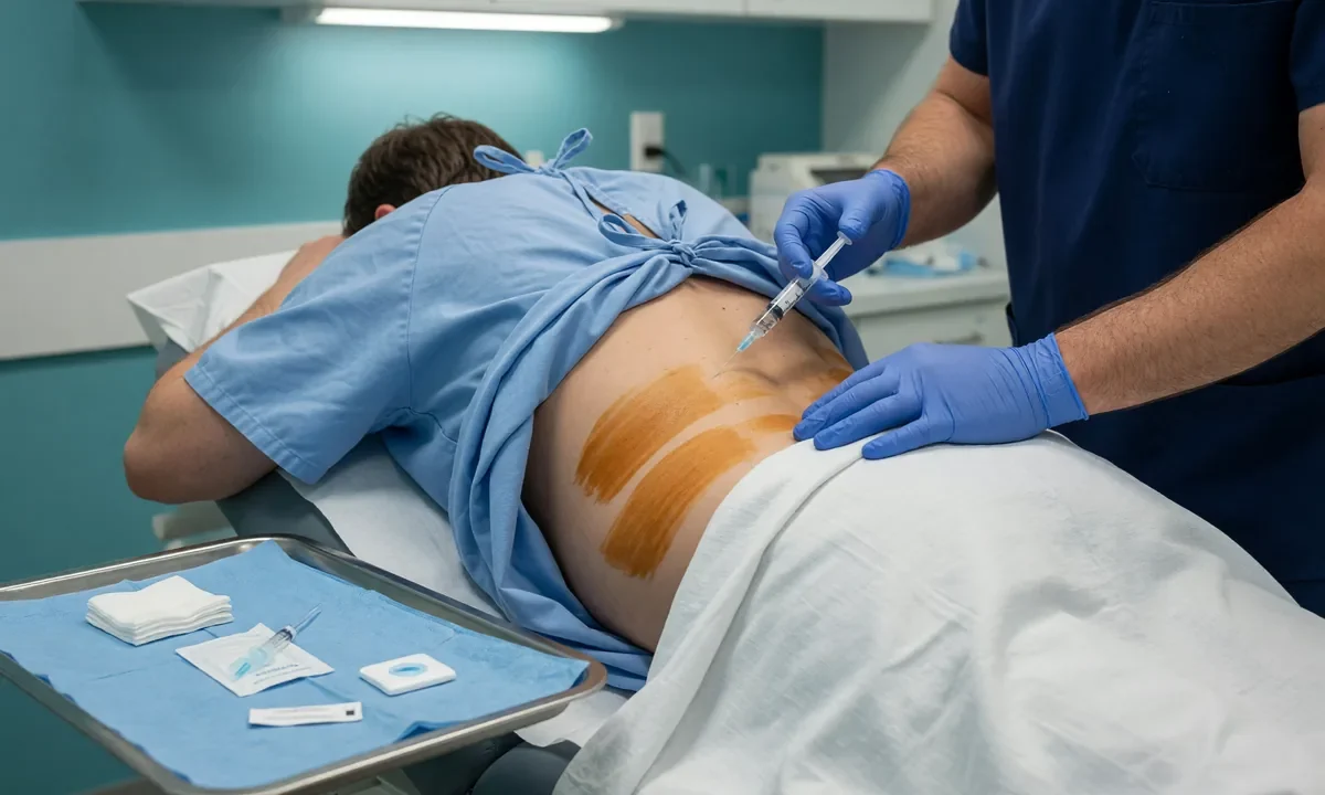 Aplicação de toxina botulínica na musculatura paravertebral lombar